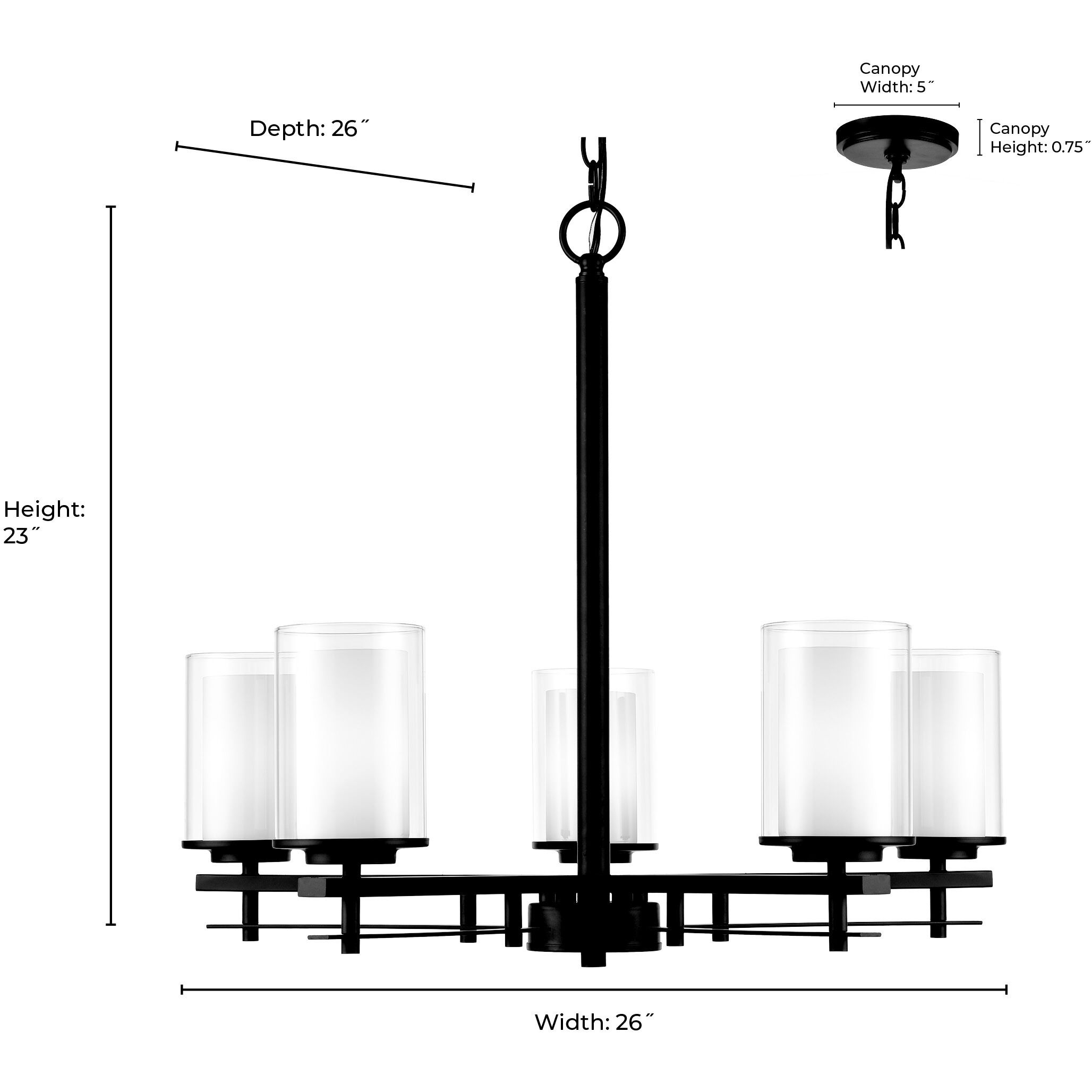 Huderson 5 Light 26 inch Modern Gold Chandelier Ceiling Light